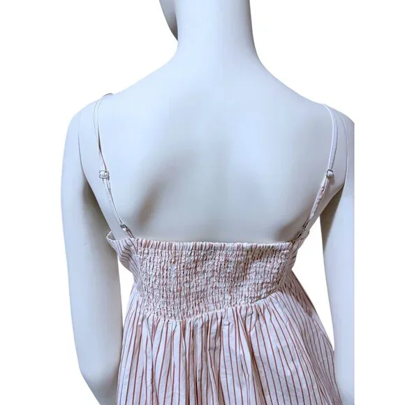 QUINCE Terracotta Striped Maxi Dress XS Nautical Resort 100% Organic Cotton - Picture 8 of 11